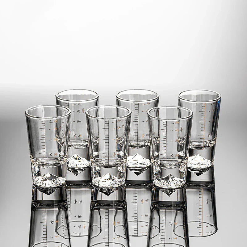 Decorbites™ Klar-Glas-Likör-Tassen-Set 2oz Chinesische Spirituosen-Trinkgläser mit Skalenstrich