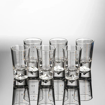 Decorbites™ Klar-Glas-Likör-Tassen-Set 2oz Chinesische Spirituosen-Trinkgläser mit Skalenstrich