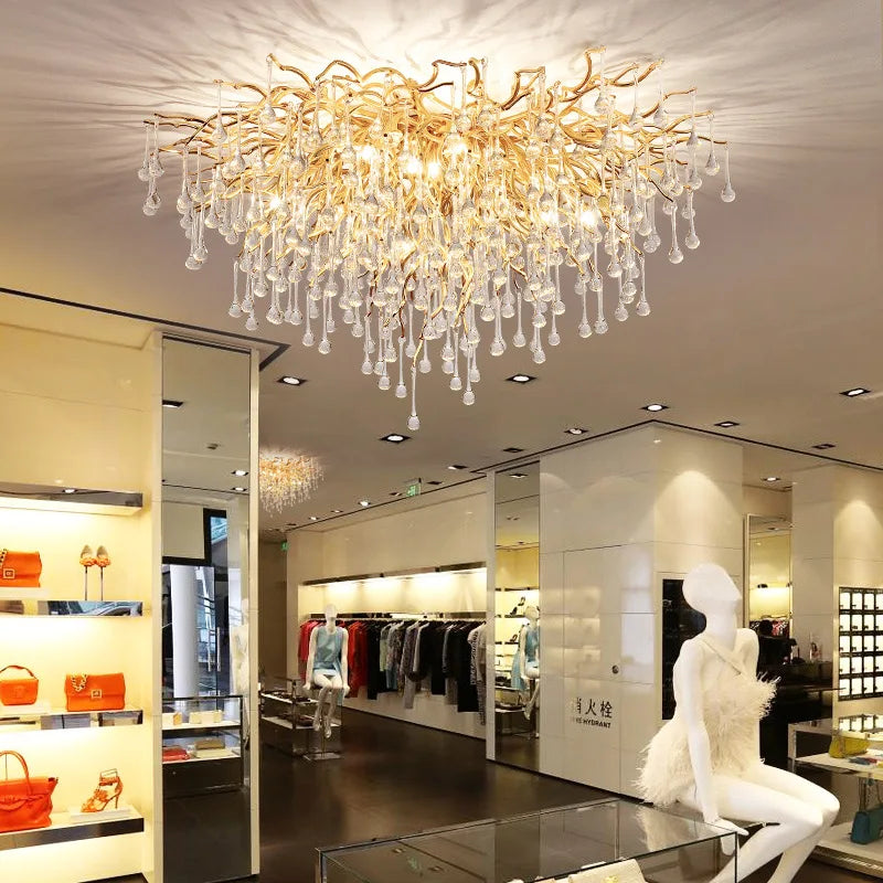 Gold Crystal LED Chandelier Polished Round150cm