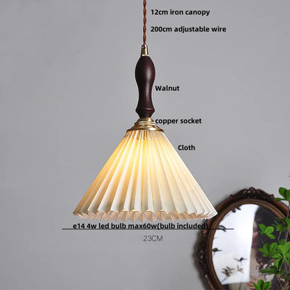 Decorbites™ LED Hängeleuchte aus Walnussholz Japanischer Stil Volant-Stoff Wohnzimmer-Dekoration