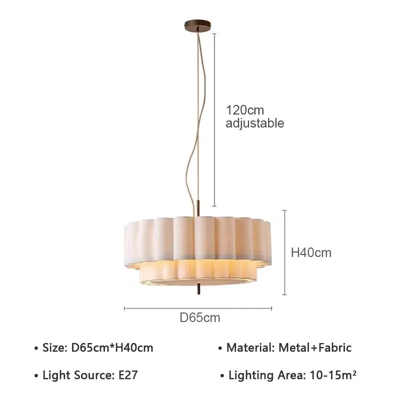 Wabi-Sabi White Fabric Pendant Light