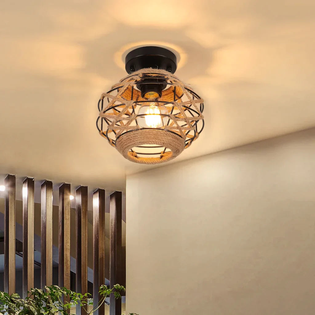 Decorbites™ Hanfseil-Deckenleuchter für Schlafzimmer Wohnzimmer Küche LED