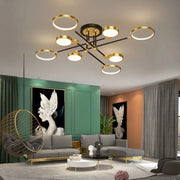 Gold 6-Head LED Ceiling Lamp With Remote