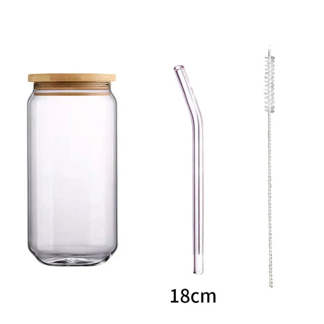 Decorbites™ Glas-Trinkbecher mit Bambusdeckel – Hochwertiges Borosilikatglas-Tee-, Saft- und Kaffeetasse