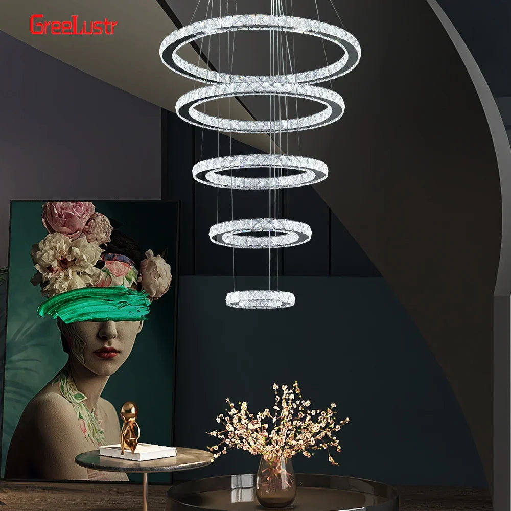 Decorbites™ Kristall-Chrom-LED-Hängeleuchter-Ringe für Wohnzimmer und Schlafzimmer