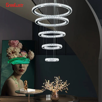 Decorbites™ Kristall-Chrom-LED-Hängeleuchter-Ringe für Wohnzimmer und Schlafzimmer