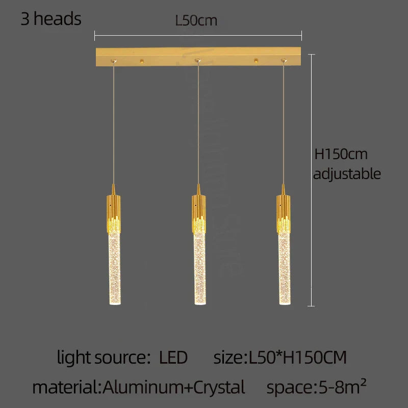 Gold Crystal Kitchen Chandelier 8-Head Design