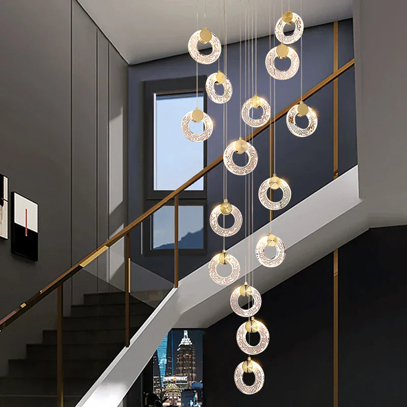 Decorbites™ Rundes Kristall-LED-Kronleuchter Luxus Modern Villa Treppenhaus Wohnzimmer Dekor Armatur