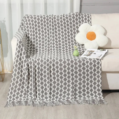 Decorbites™ Gestrickte Blanket mit Troddel-Saum: Gemütliche Wärme für Zuhause, Büro, Sofa und mehr