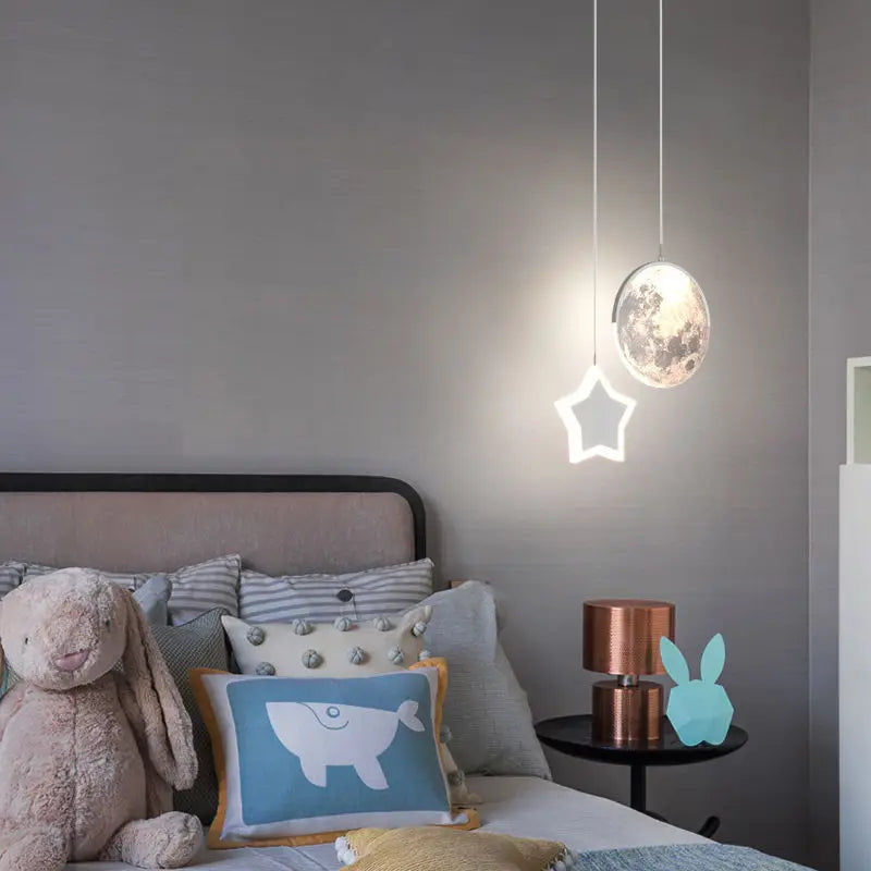 DecorBites™ Kids Star Cloud Moon Pendant Lamp with Remote Control Dimming
