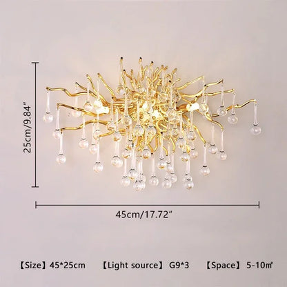 Decorbites™ Kupferzweig-Wasser-Kristall-Lüster für luxuriöses Wohnzimmer und Salon