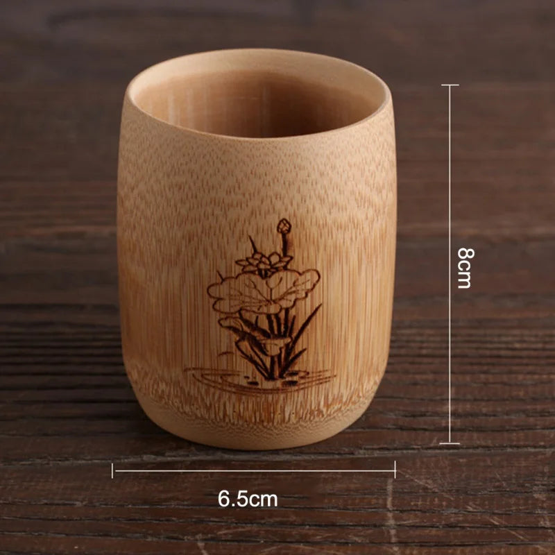 Decorbites™ Bambus-Trinkbecher-Set – Vintage-Stil Holz-Tee-Bier-Milch-Getränkeutensilien