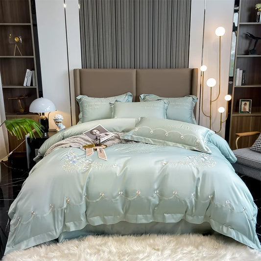 DecorBites™ Egyptian Cotton Bedding Sets | Solid Sheet Pillowcase | King Queen Double Size