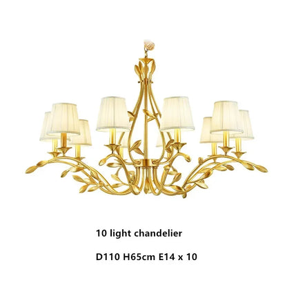 DecorBites™ Gold Copper Chandelier with Fabric Shades & LED Lighting