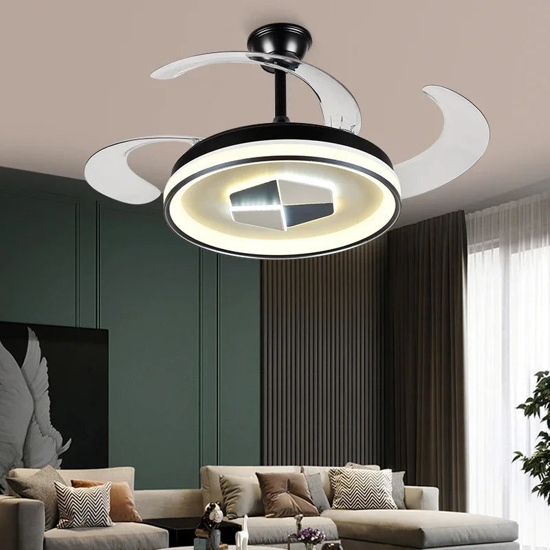 Decorbites™ Unsichtbarer LED-Kronleuchter-Deckenventilator: Modernes Harz-Dekor, kreisförmiges Design, Hotel-Wohnzimmer