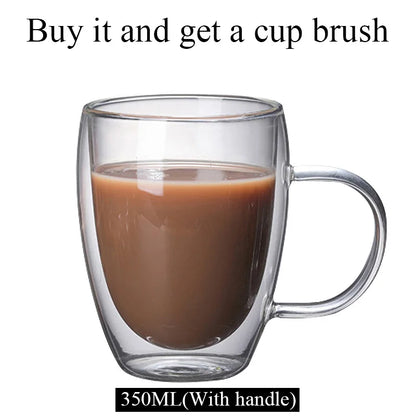 Decorbites™ Doppelwandige Borosilikatglas-Tasse hitzebeständiger Tee-Kaffee-Becher