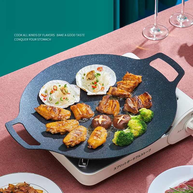 Decorbites™ Koreanisches BBQ-Grillpfanne: Runde Antihaft-Außenhähnchenpfanne für Camping & Reisen