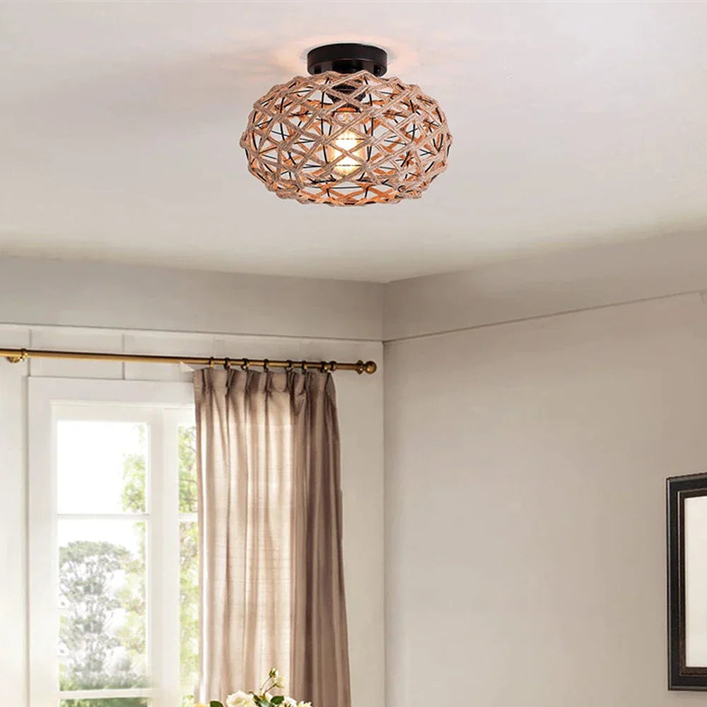 DecorBites™ Hemp Rope Ceiling Chandelier for Bedroom Living Room Kitchen LED