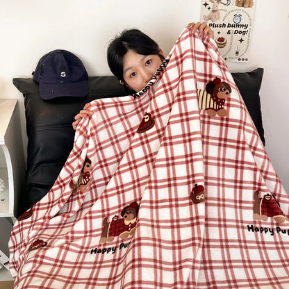 DecorBites™ Double-Sided Thin Velvet Printed Blanket for Adults - Spring Autumn Bedding & Sofa Decor