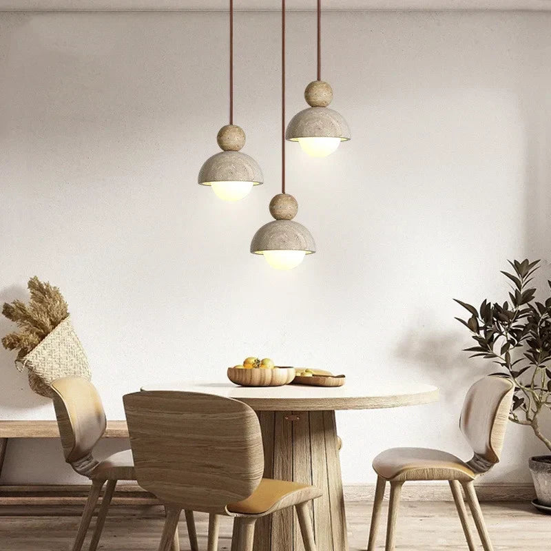 Decorbites™ Glas-Kugelleuchte - Verstellbares Kabel, LED, Gelber Travertin Weiß, Esszimmer
