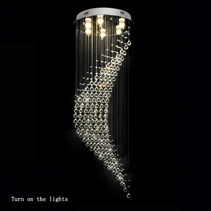 DecorBites™ Crystal Ball Spiral Chandelier: Luxury LED Hanging Light Fixture