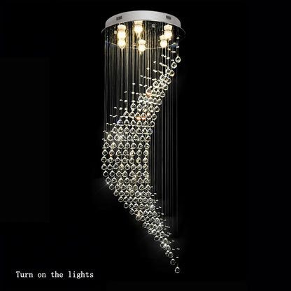 DecorBites™ Crystal Ball Spiral Chandelier: Luxury LED Hanging Light Fixture