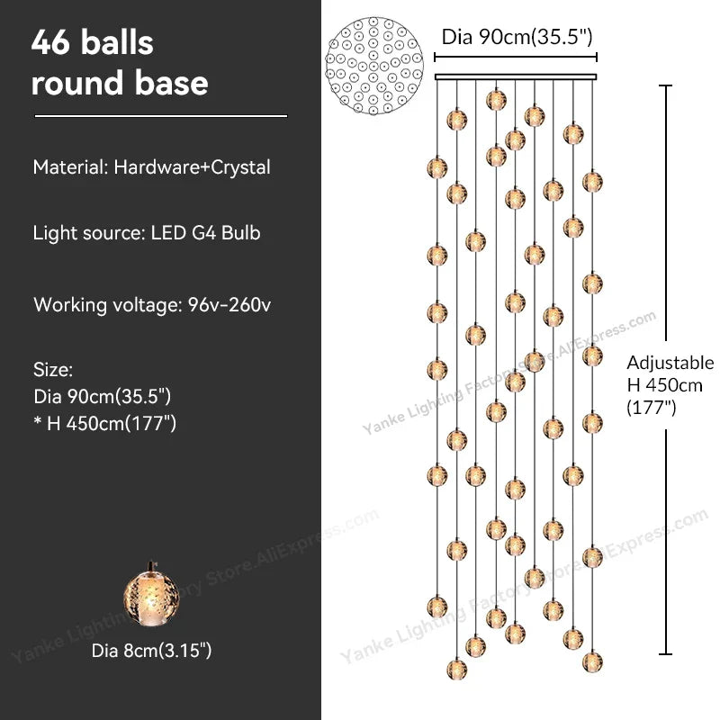 Decorbites™ Kristall-Blase-Ball-Hängeleuchte für Heimdekoration und Gastgewerberäume