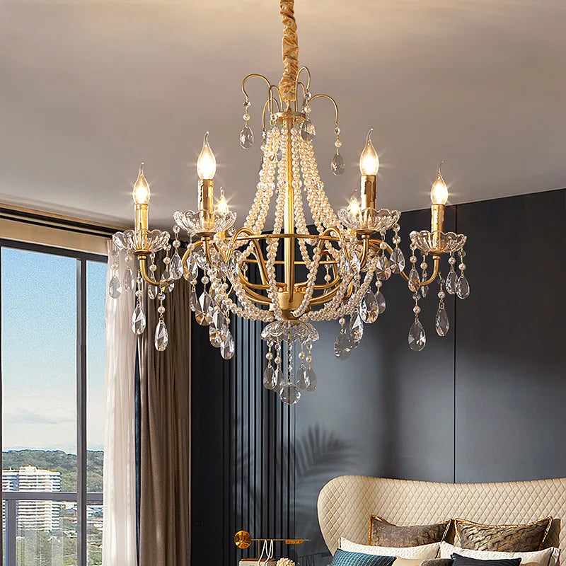 Decorbites™ Französischer Perlenkronleuchter, Elegantes Retro-Design für luxuriöse Wohnräume