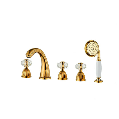 Decorbites™ Gold Kristall Messing Badewannenarmatur-Set mit Handbrausekopf