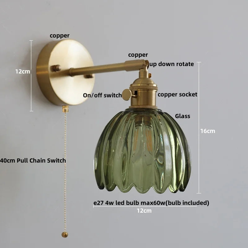 Decorbites™ Loft Bernstein-Glas LED Wandlampe mit Vintage-Drehschalter