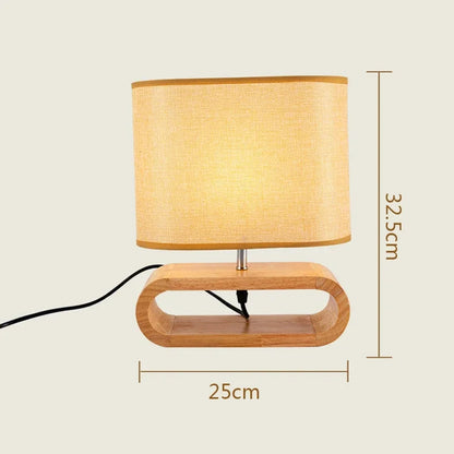 DecorBites™ Creative Nordic Wooden Table Lamp with LED Light and Linen Lampshade
