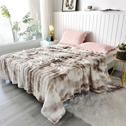 DecorBites™ Cozy Gradient Bubble Fleece Throw Blanket, Plush All-Season Nap Blanket