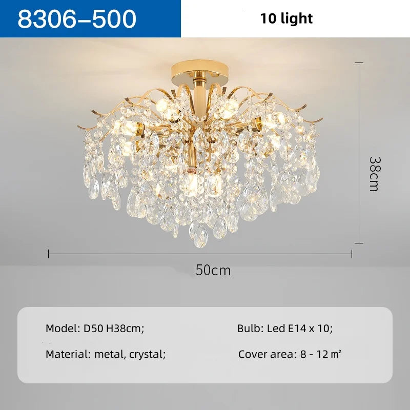 Decorbites™ K9 Kristall Gold Kronleuchter Deckenleuchte | Schlafzimmer Heimdekoration LED Deckenlampe