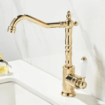 Decorbites™ Gold Schwarz Messing Badezimmer Küchenarmatur – Waschbeckenmischer für heißes und kaltes Wasser