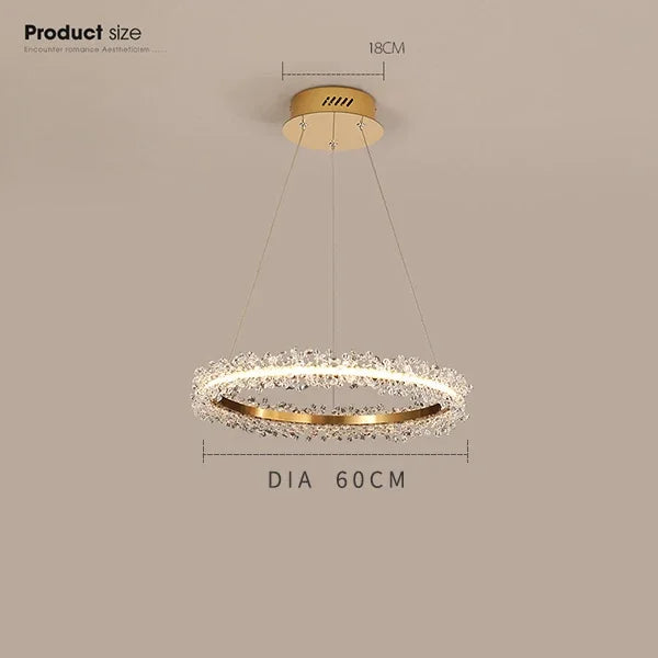 Gold Crystal Ring Chandelier Dia90cm Living Room