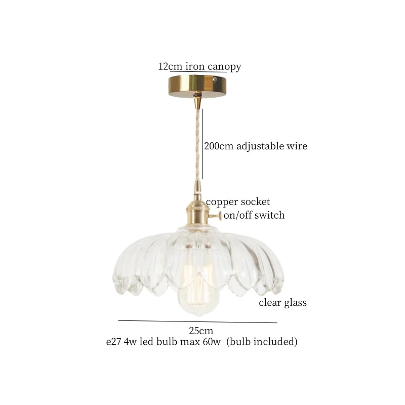 DecorBites™ Green Brass Glass LED Pendant Light for Kitchen Cafe Bar Loft Decoration