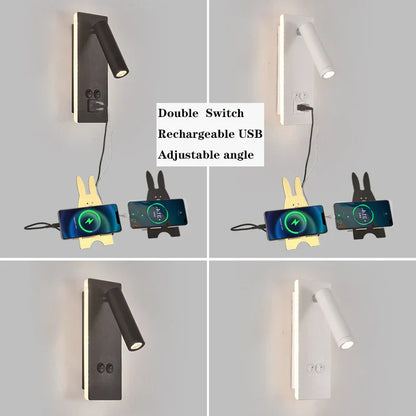 Decorbites™ Schwarz-Messing LED-Wandleuchte mit USB-Anschluss & Schalter - 3W-Scheinwerfer für das Schlafzimmer