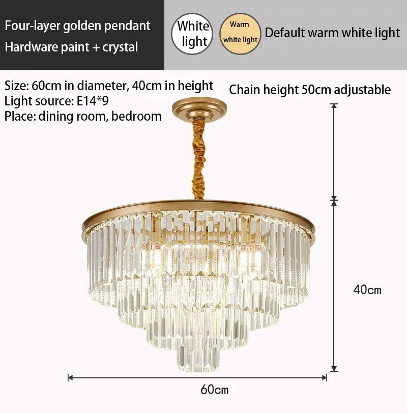 Decorbites™ Kristall Gold Schwarz LED Kronleuchter - Mehrstöckige moderne runde Pendelleuchte