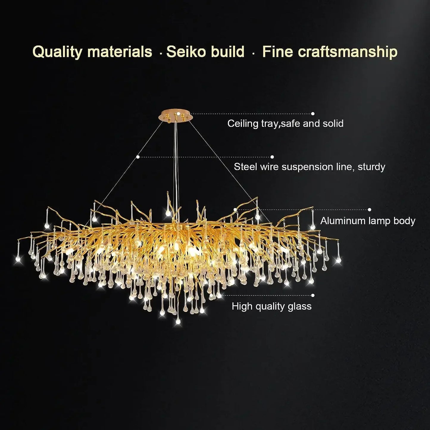 Decorbites™ Gold Nordic Kristall-Lüster - Langer Ast-Tropfen-Design