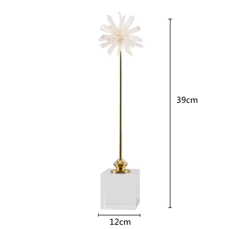 DecorBites™ Crystal Agate Handmade White Flower Home Decor Figurine