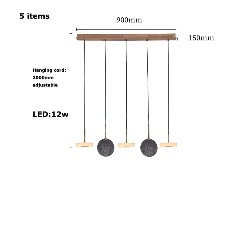 DecorBites™ Deco Wood & Marble LED Chandelier for Dinning Room
