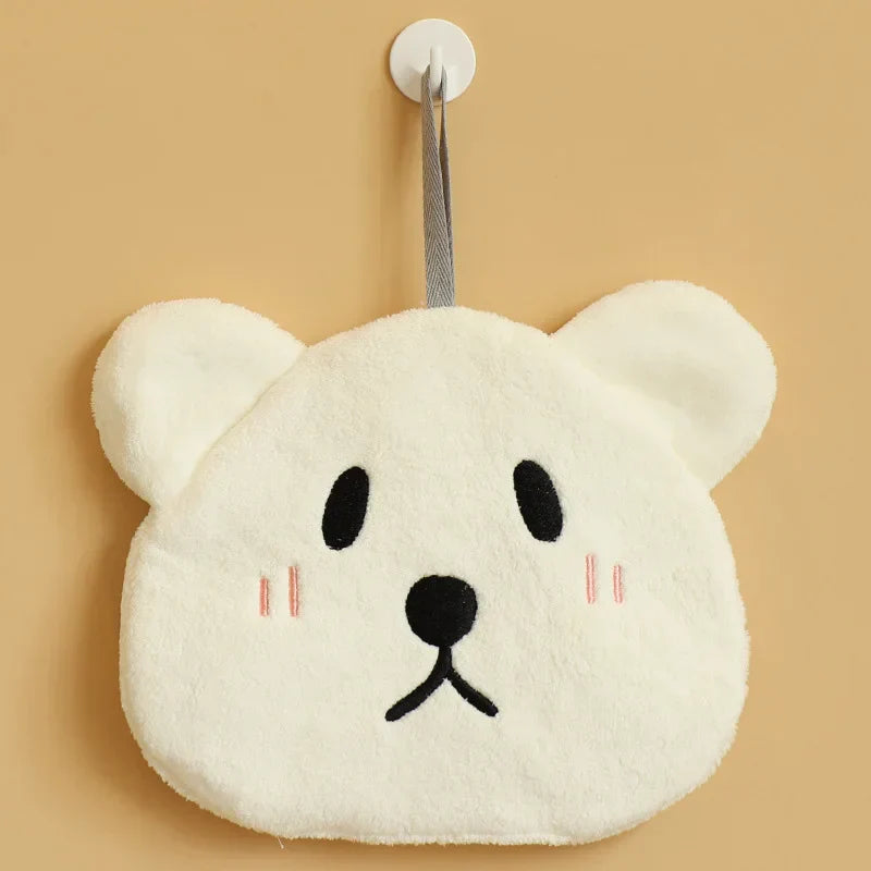 Coral Velvet Hand Towel Bear Design Kids