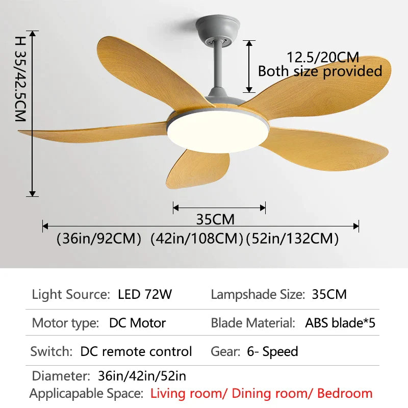 Decorbites™ Schwarzer DC-Deckenventilator mit Licht Starkwind Innenbereich Elektroventilator 2023