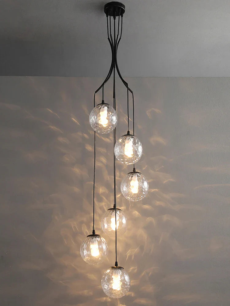 Decorbites™ Glas-Kugel-LED-Kronleuchter, moderner minimalistischer Loft-Villa-Treppenhaus-Dekor