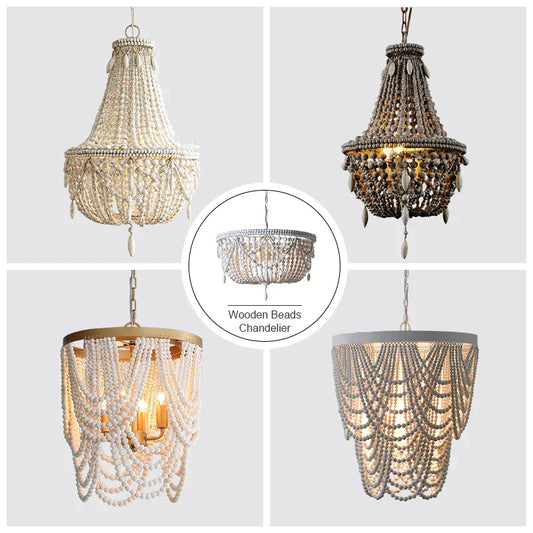 Decorbites™ Französisches Landhaus-Holzperlen-Kronleuchter: 3/5 Lichter Prinzessinnen-Dekoratives Hängearmatur