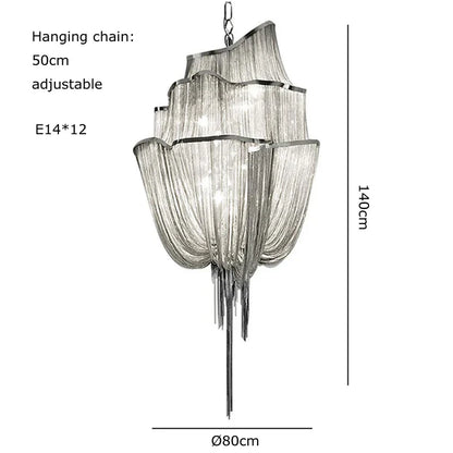 DecorBites™ Gold Tassel Chain Chandelier LED Hanging Lamp Lustres for Dining Room