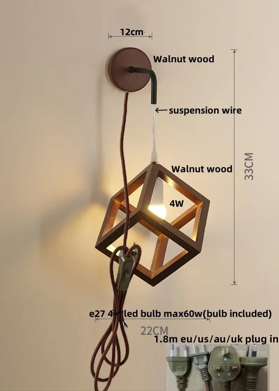 DecorBites™ Cube LED Wall Lights | Modern Nordic Wood Design for Home Decor