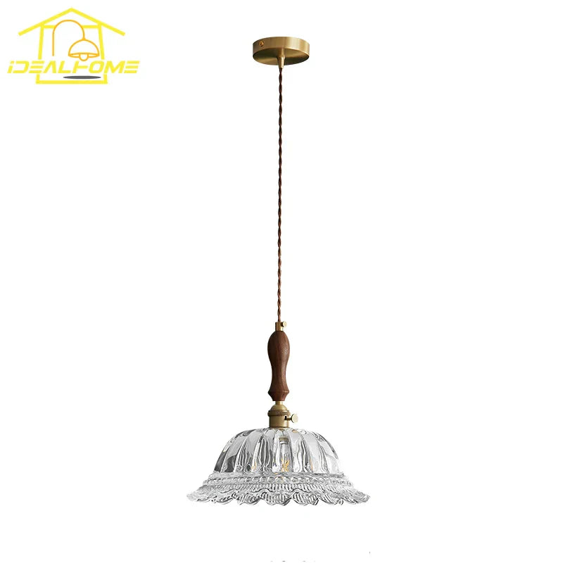 Decorbites™ Französische Ins-Walnuss-Messing-Glas-Hängeleuchten LED E27 für Kücheninsel Restaurant