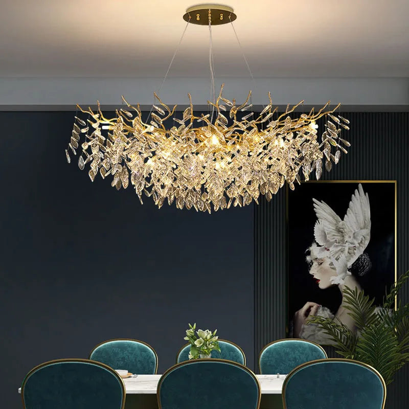 Decorbites™ Gold-Aluminium-Kristall-Kronleuchter für elegante Beleuchtung im Esszimmer