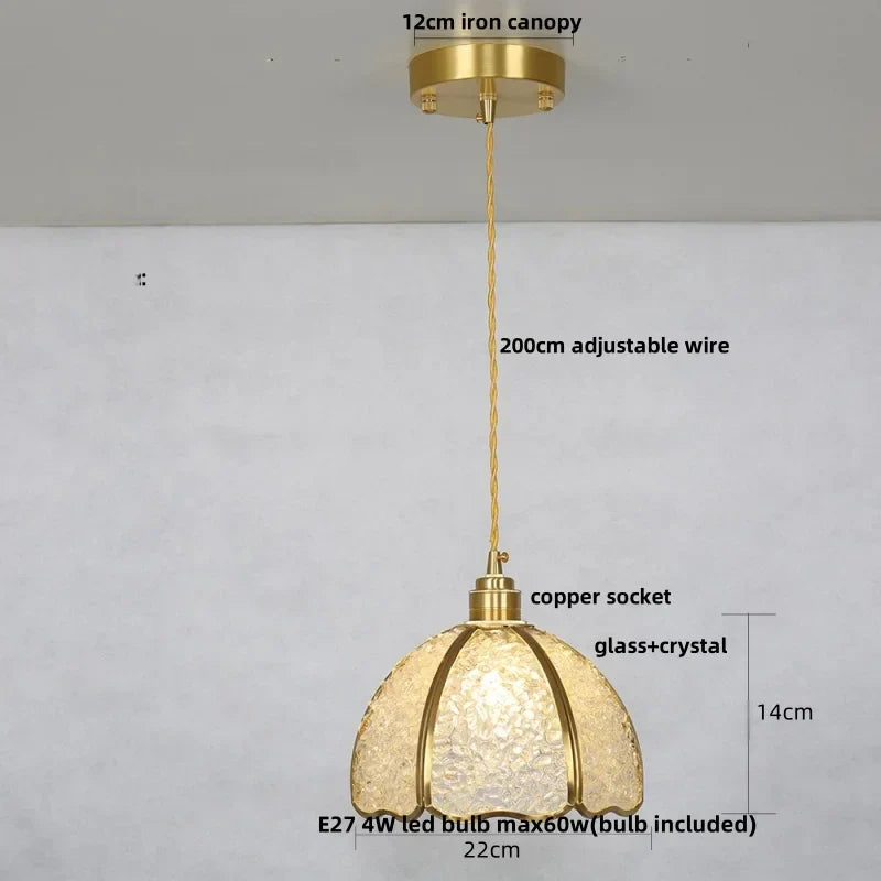DecorBites™ Crystal Glass LED Pendant Lamp with Adjustable Copper Socket for Modern Luxury Décor